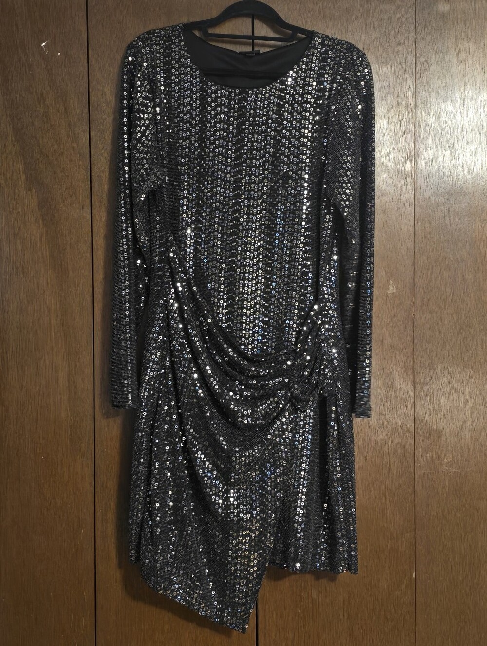 Women's Torrid Disco Sequin Wrap Mini Dress in Black
